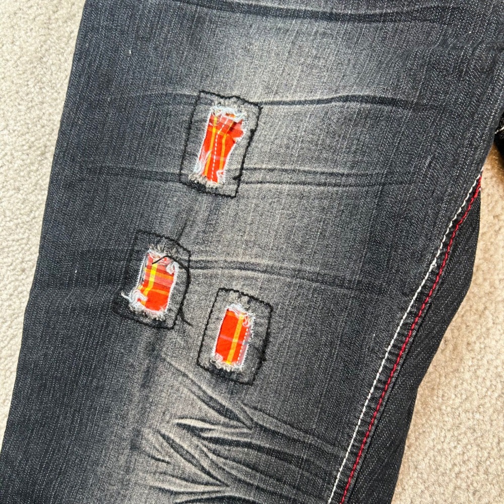 MTL More To Love Jeans Womens 10/12 Dark Wash Studded Contrast Stitch Distressed - Picture 8 of 15